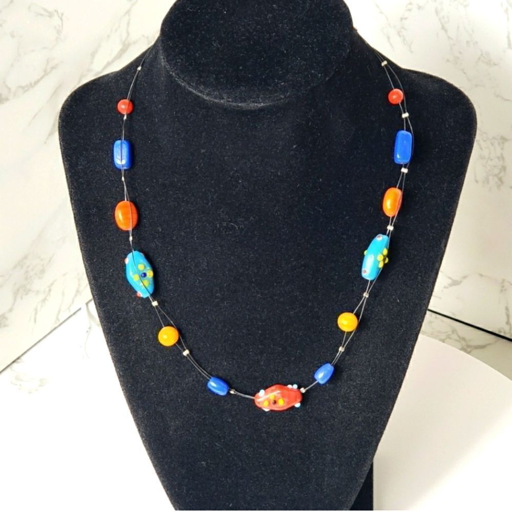 ARTISAN Vibrant Glass Beaded Wire Necklace